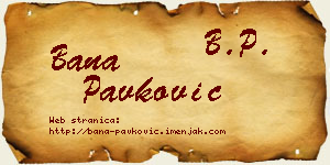 Bana Pavković vizit kartica